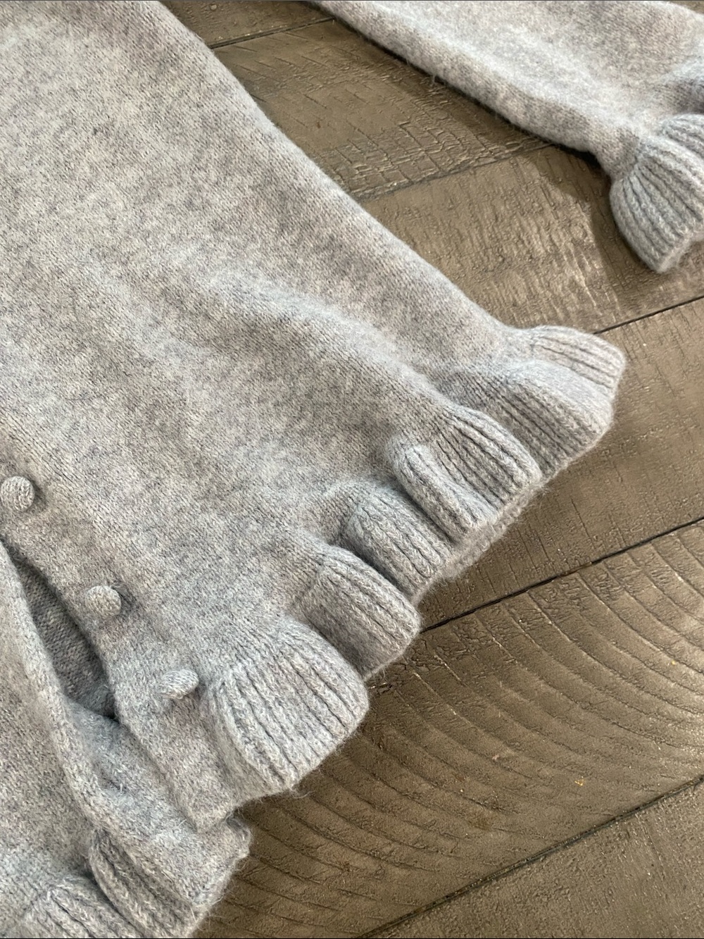 Mango Light Gray Button-Front Ruffle-Hem Cardigan - Picture 3 of 4